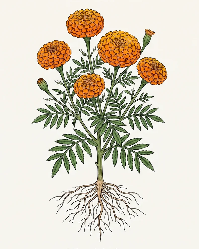 Planta completa de Tagetes erecta