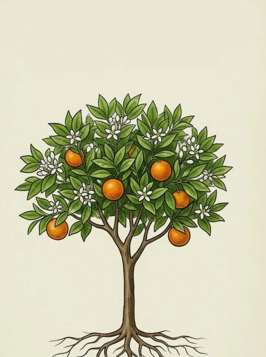 Planta completa de Citrus aurantium L.